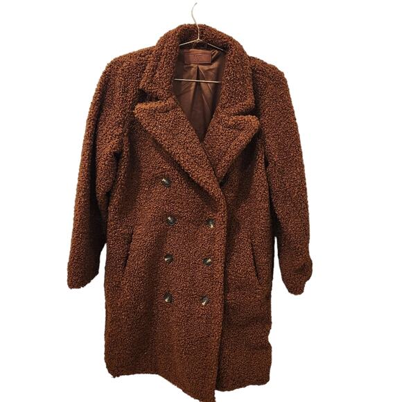 BLANK NYC brown faux shearling double-breasted teddy bear coat size medium - Picture 4 of 6